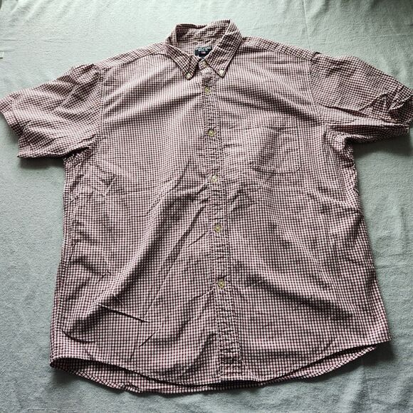 Ralph Lauren Jeans Shirt Mens XL Red Plaid Short Sleeve Button Down Cotton - Picture 1 of 11